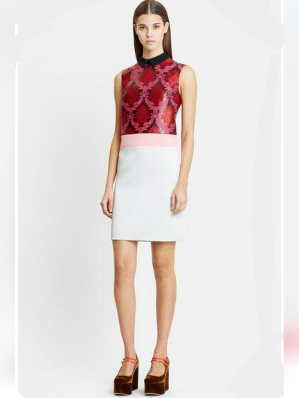 Mary Katrantzou Sleeveless Damask Jacquard Sheath Dress 